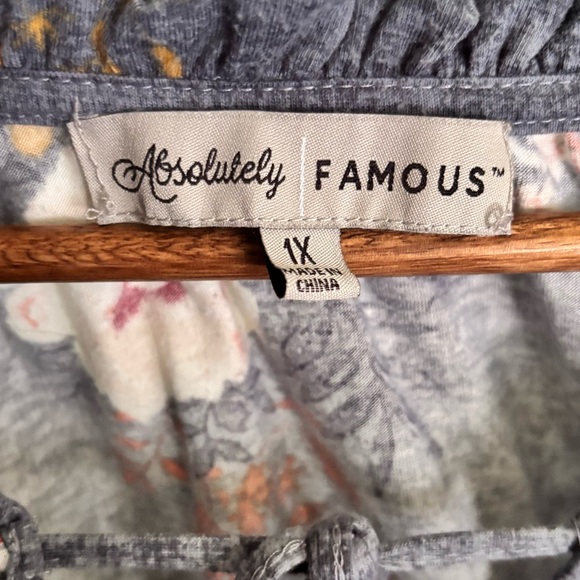 Absolutely Famous Bell Sleeve Floral Boho Peasant Blouse Size 1X - Picture 7 of 8